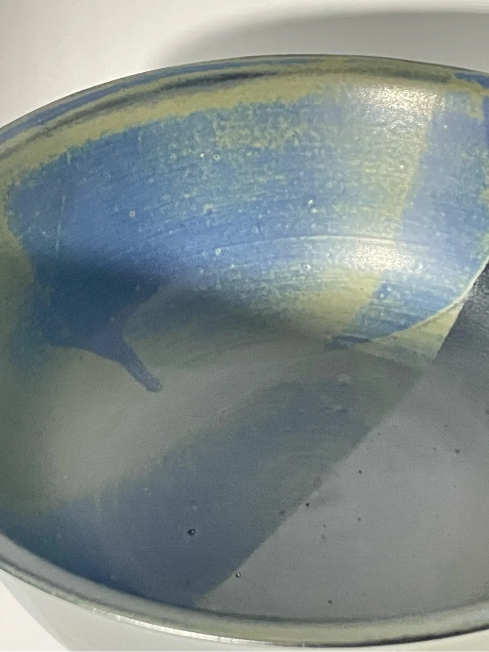 Nancy Patterson-Lamb  Style Iron Mountain Stoneware 10”Bowl.  Blue Green.
